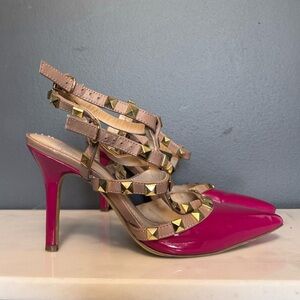 BCBG Y2K 2010 Studded Pink/Beige Heels